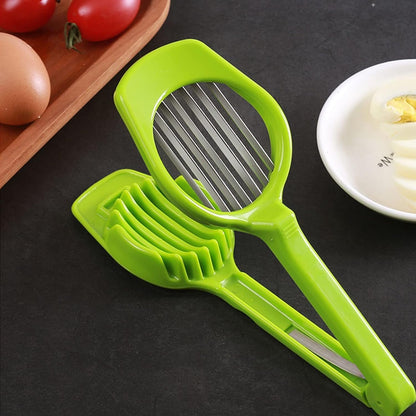 Wukusy multipurpose stainless steel slicer with seven blades for eggs, strawberries, tomatoes, kiwi, and fruit slicing.