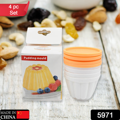 Set of 4 Wukusy pudding molds with lids, custard and jelly molds for home kitchen, perfect for ice creams and desserts.