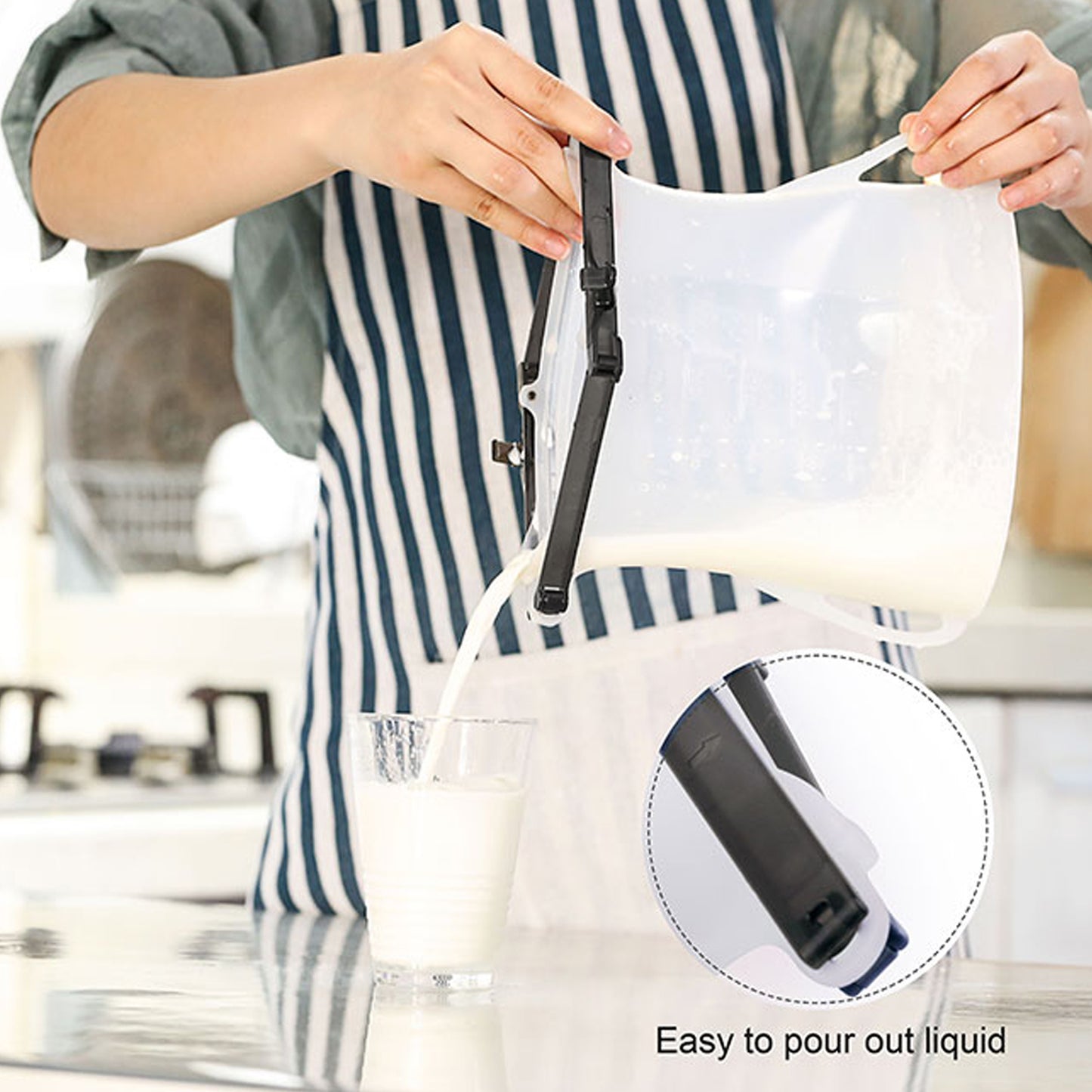 Wukusy reusable silicone food storage bags set, three leakproof flat-bottom freezer and sandwich bags, BPA-free, microwave and dishwasher safe.