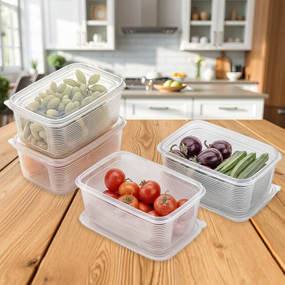 Six-piece Wukusy plastic food storage container set for kitchen, featuring clear lids and stackable design for easy organization.