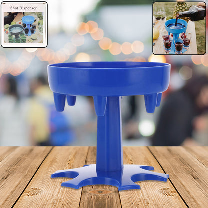 Wukusy 6-way plastic shot glass dispenser with holder stand, for organizing and serving shot glasses in a home bar setting