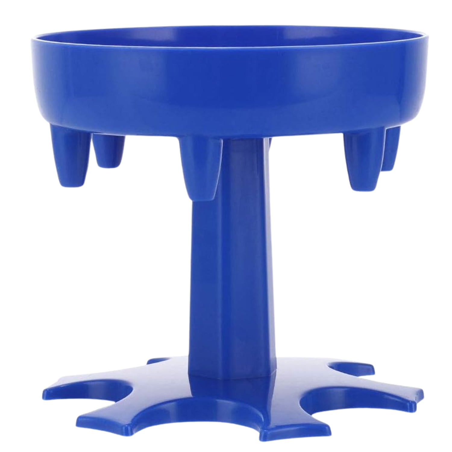 Wukusy 6-way plastic shot glass dispenser with holder stand, designed for home and kitchen use, holds six shot glasses securely.