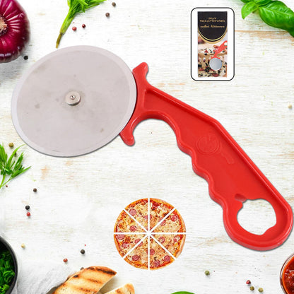 Wukusy 631 stainless steel pizza cutter and pastry cutter for home and kitchen use, with a sharp circular blade.