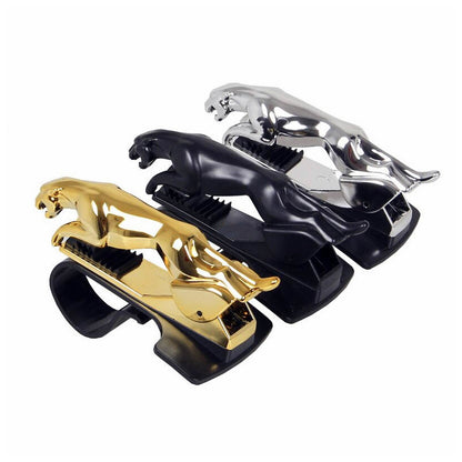 Jaguar and leopard-shaped plastic phone clip holder from Wukusy, designed for car use, suitable for securing mobile phones.