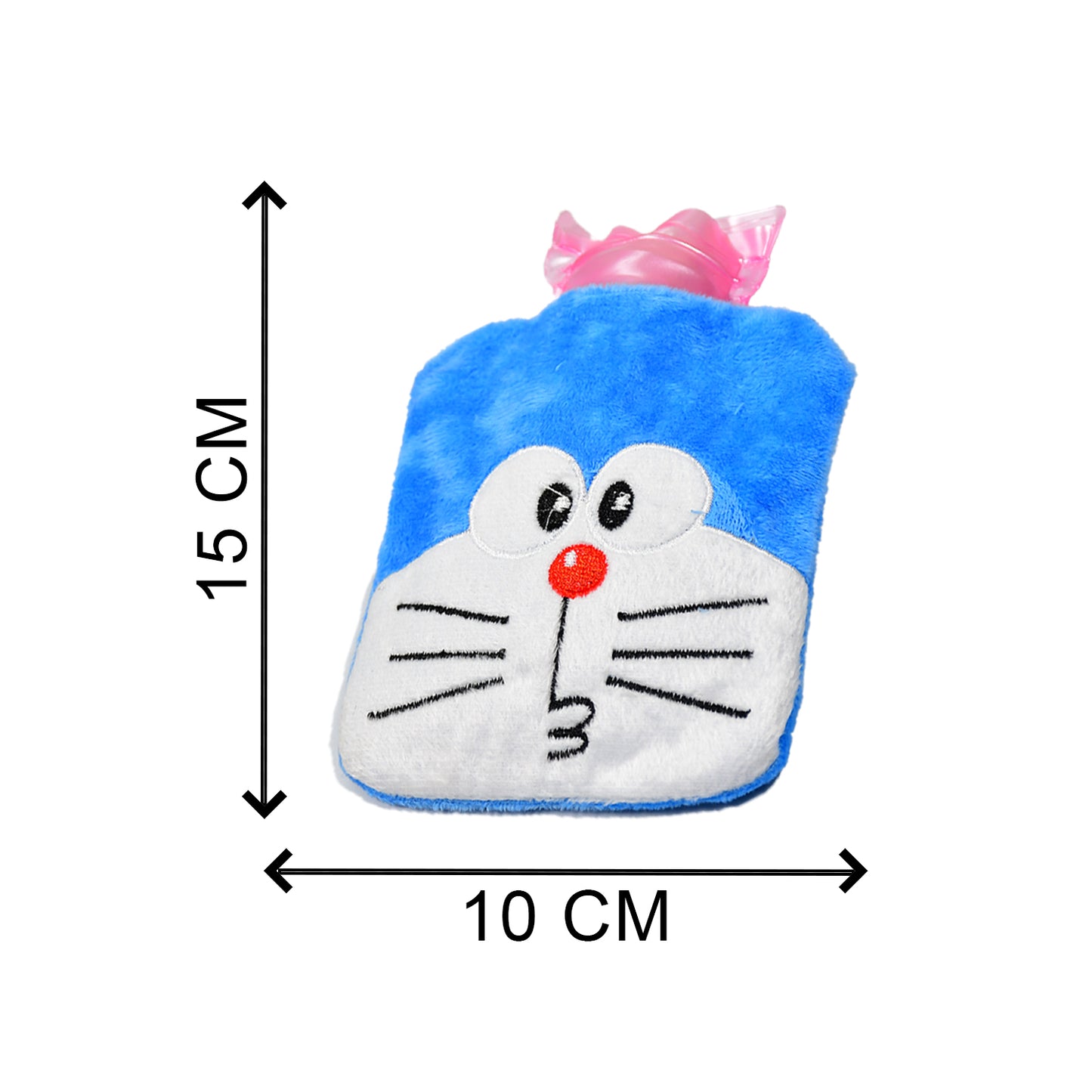 Wukusy Doremon small hot water bag with cover, used for pain relief, neck, shoulder, hand, foot warmth, and menstrual cramps.