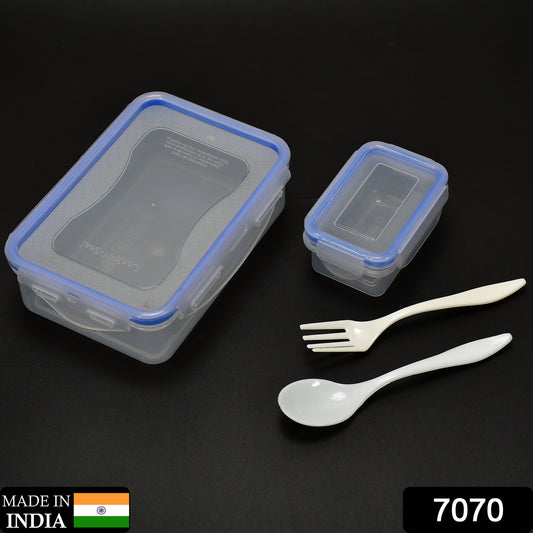 Wukusy 7070 multipurpose air-tight lunch box with four side locks and small square container for food storage, kitchen use