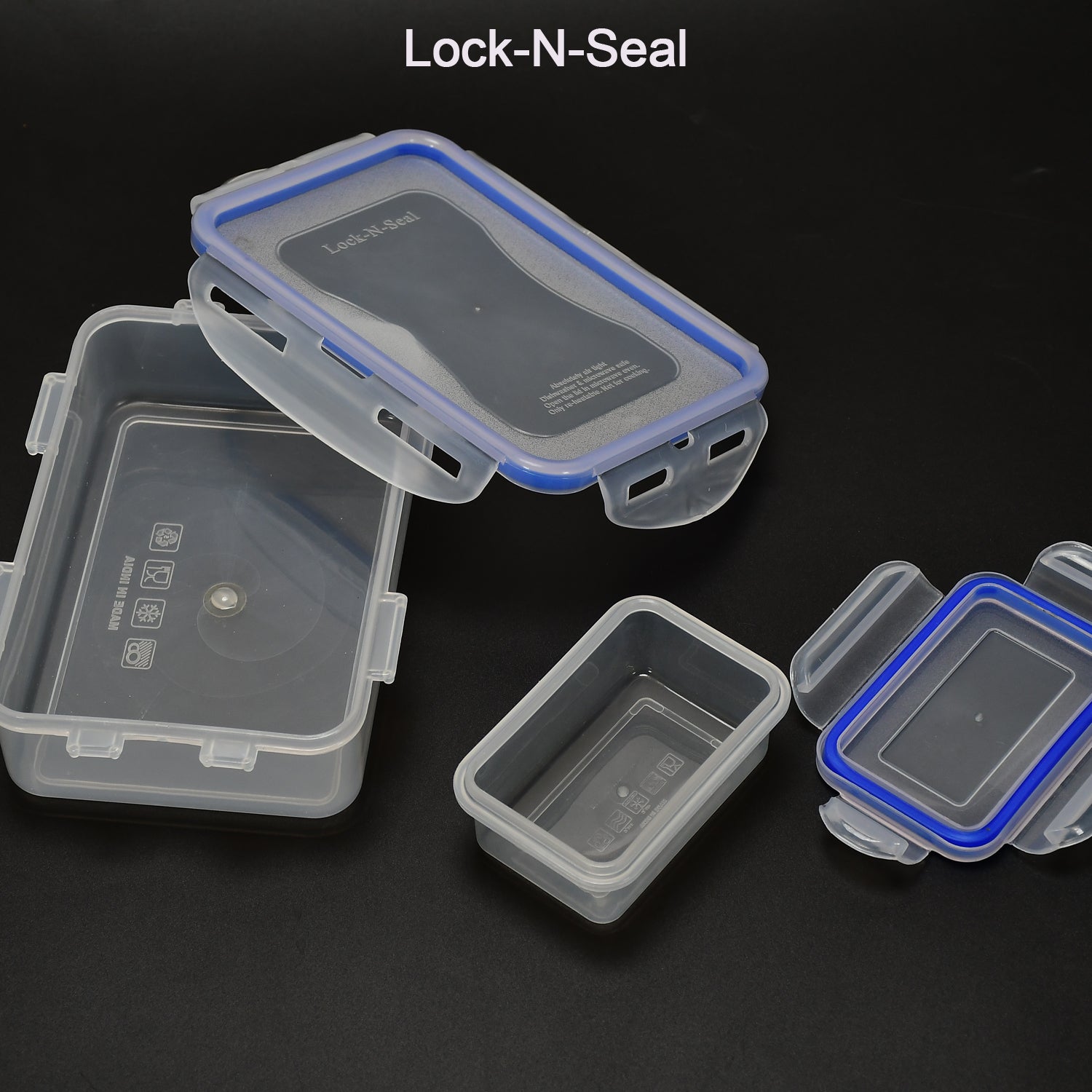Wukusy 7070 multipurpose air-tight lunch box with four side locks and small square container, food-grade plastic, suitable for home and kitchen.