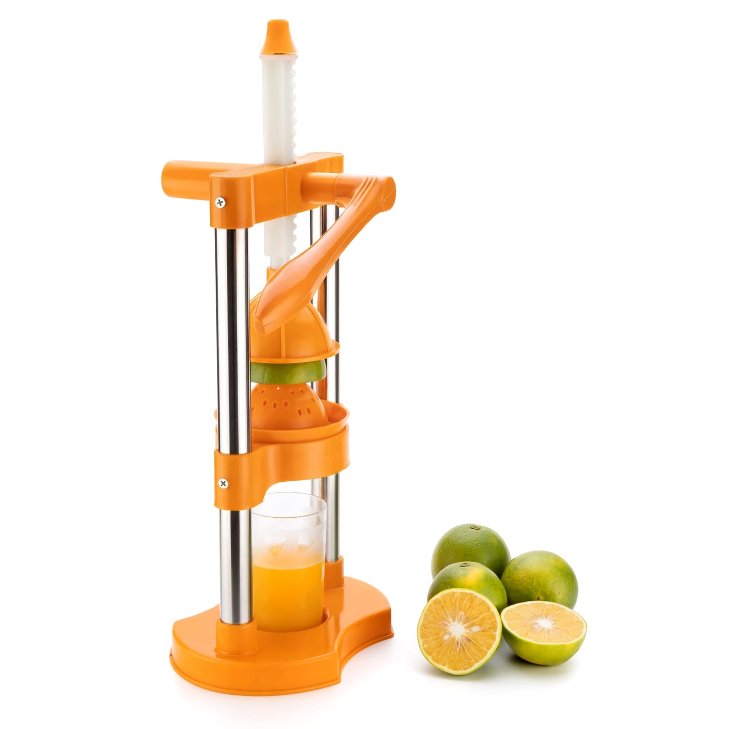 Wukusy manual hand pressure juicer for cold press juice extraction from fruits and vegetables, ideal for orange juice and healthy drinks.