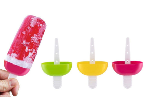 Wukusy 6-pack multicolor polypropylene ice molds for kulfi, ice cream, and candy making, with assorted vibrant colors.