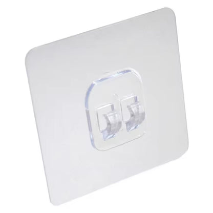 Wukusy transparent self-adhesive wall hook for bathroom and kitchen, waterproof, no nails, seamless, suitable for home organization.