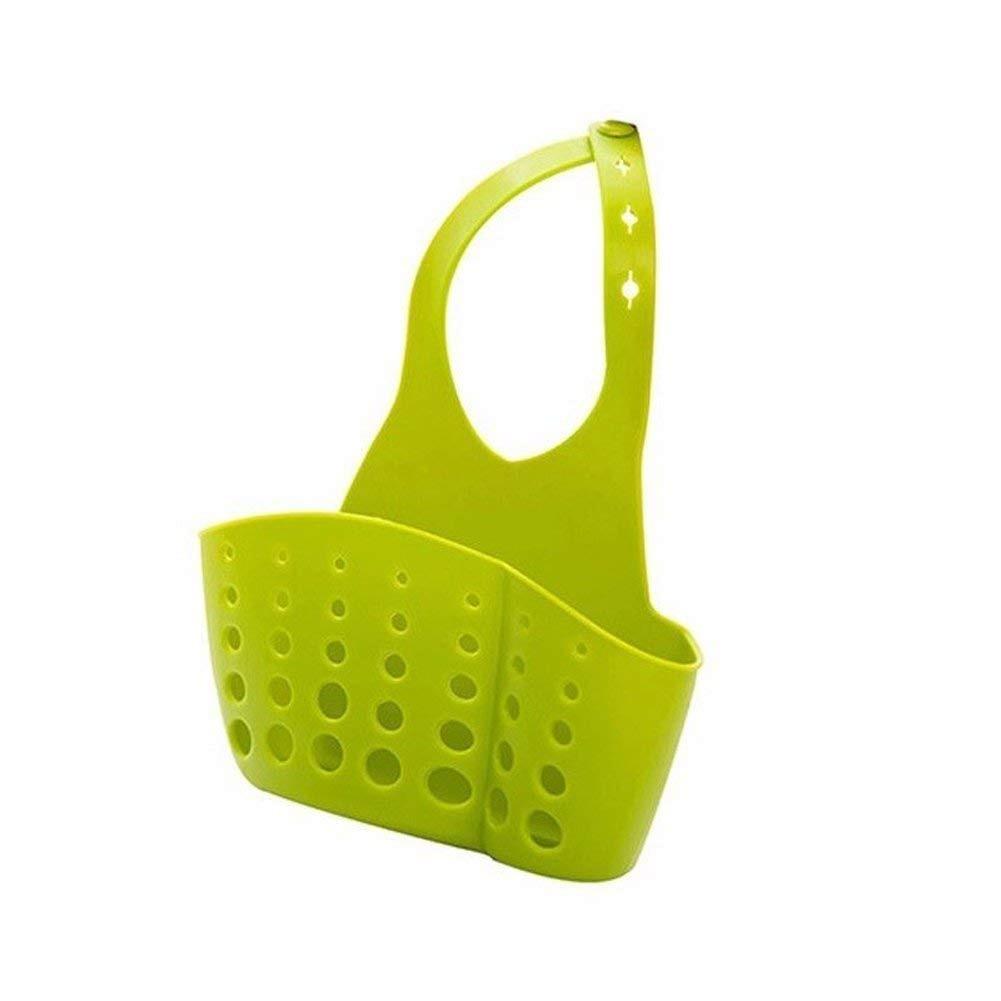Wukusy adjustable plastic sink caddy with faucet holder for kitchen and bathroom drainage organization.