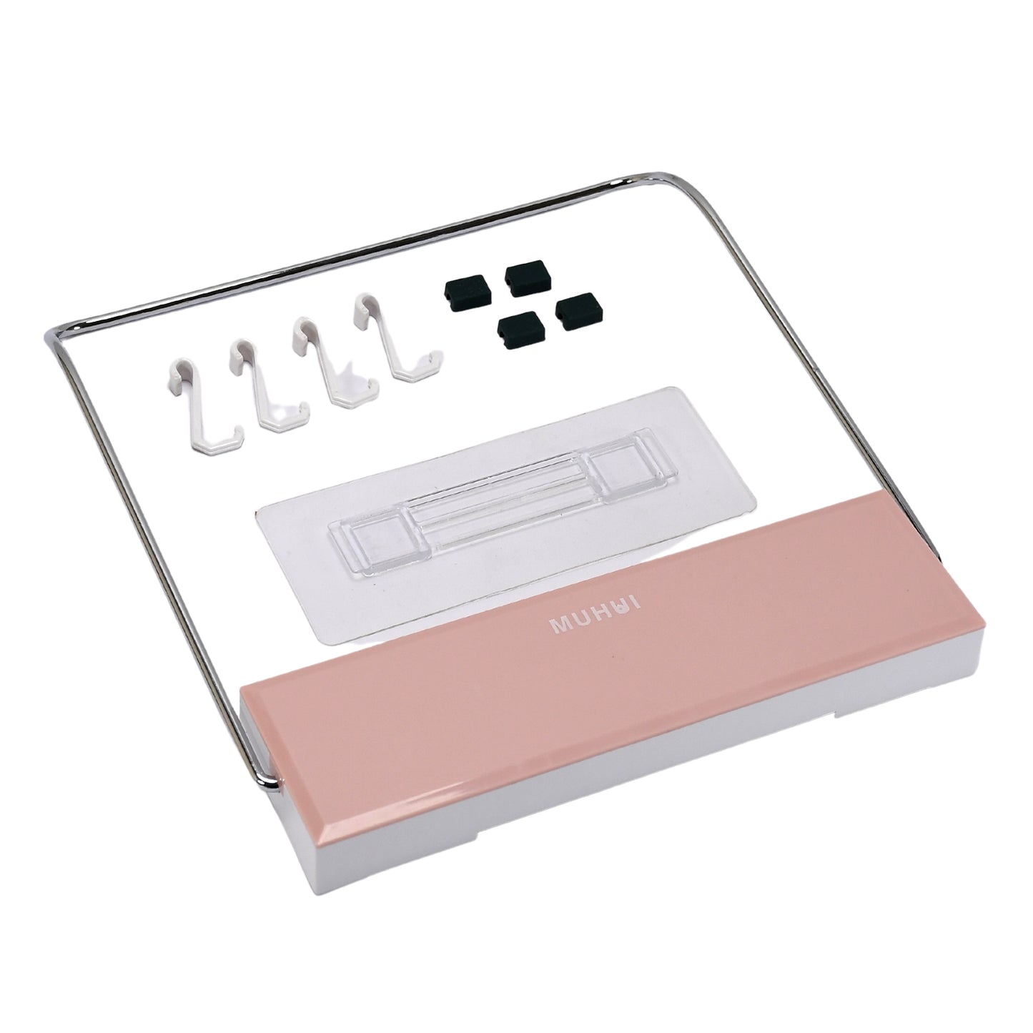 Wukusy wall-mounted foldable wash basin storage rack with self-adhesive design and included sticker, ideal for home and kitchen organization.