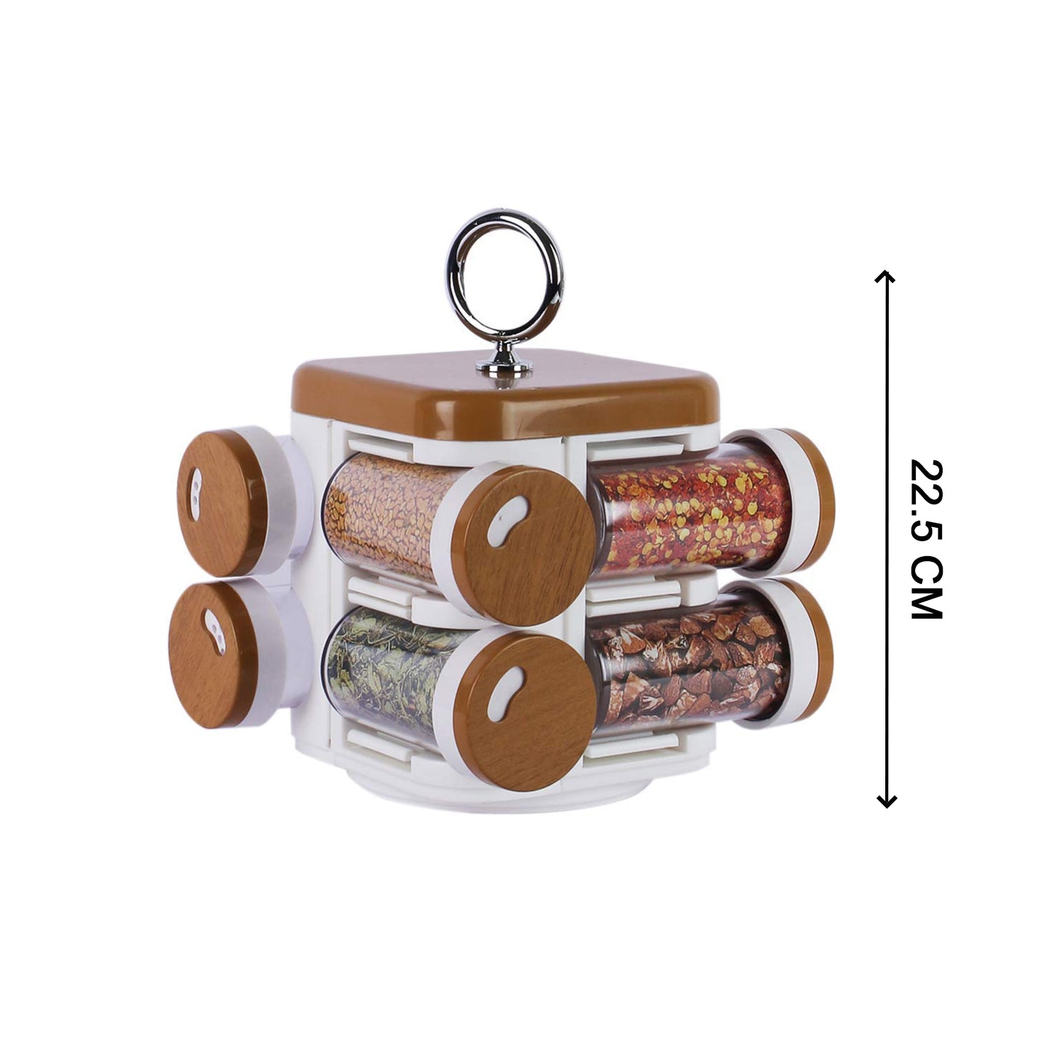 Set of 8 Wukusy Ganesh Storewell plastic spice racks for kitchen storage, shown stacked and organized on a countertop.