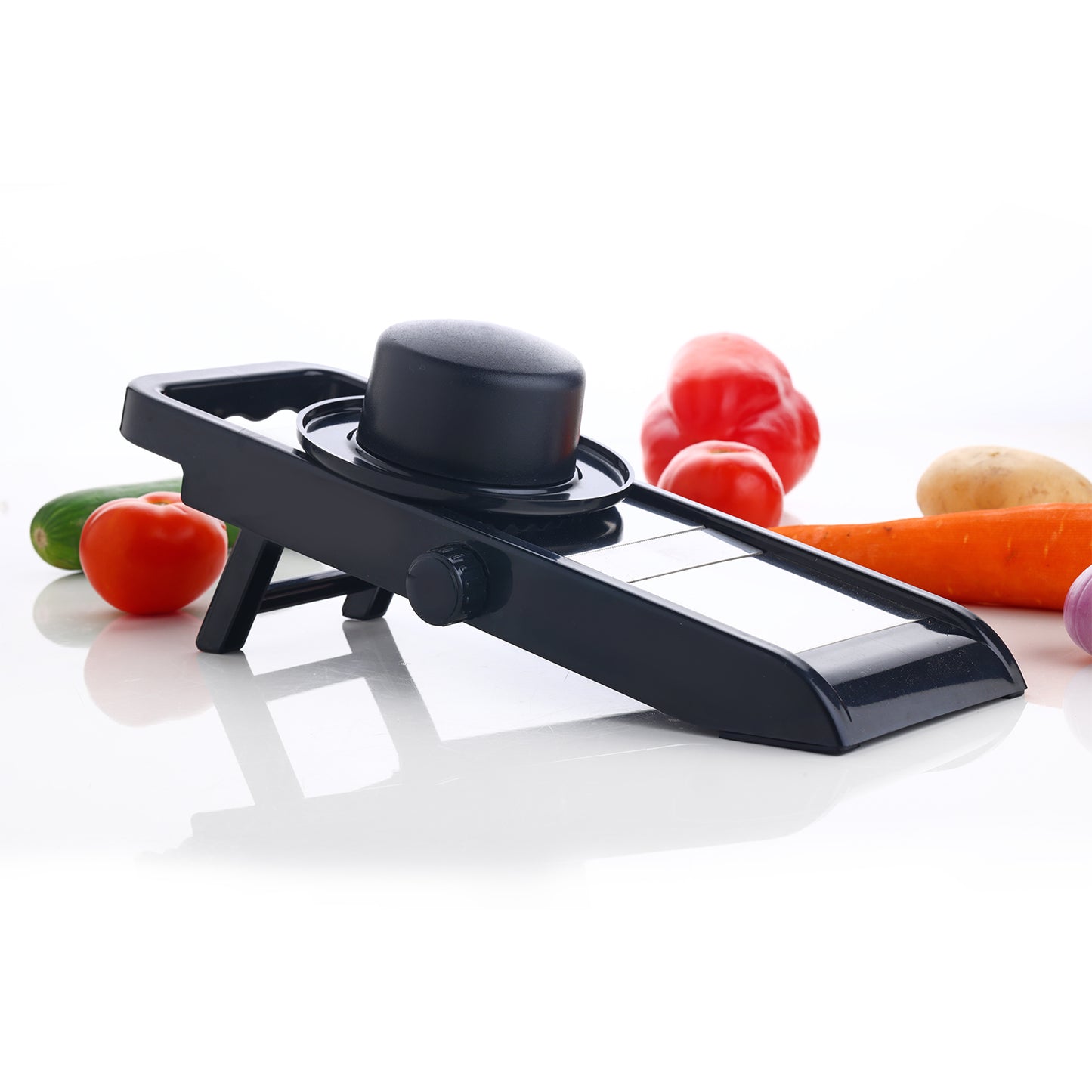 Wukusy premium multipurpose vegetable slicer and grater with adjustable blades, ideal for potatoes, onions, and chips.