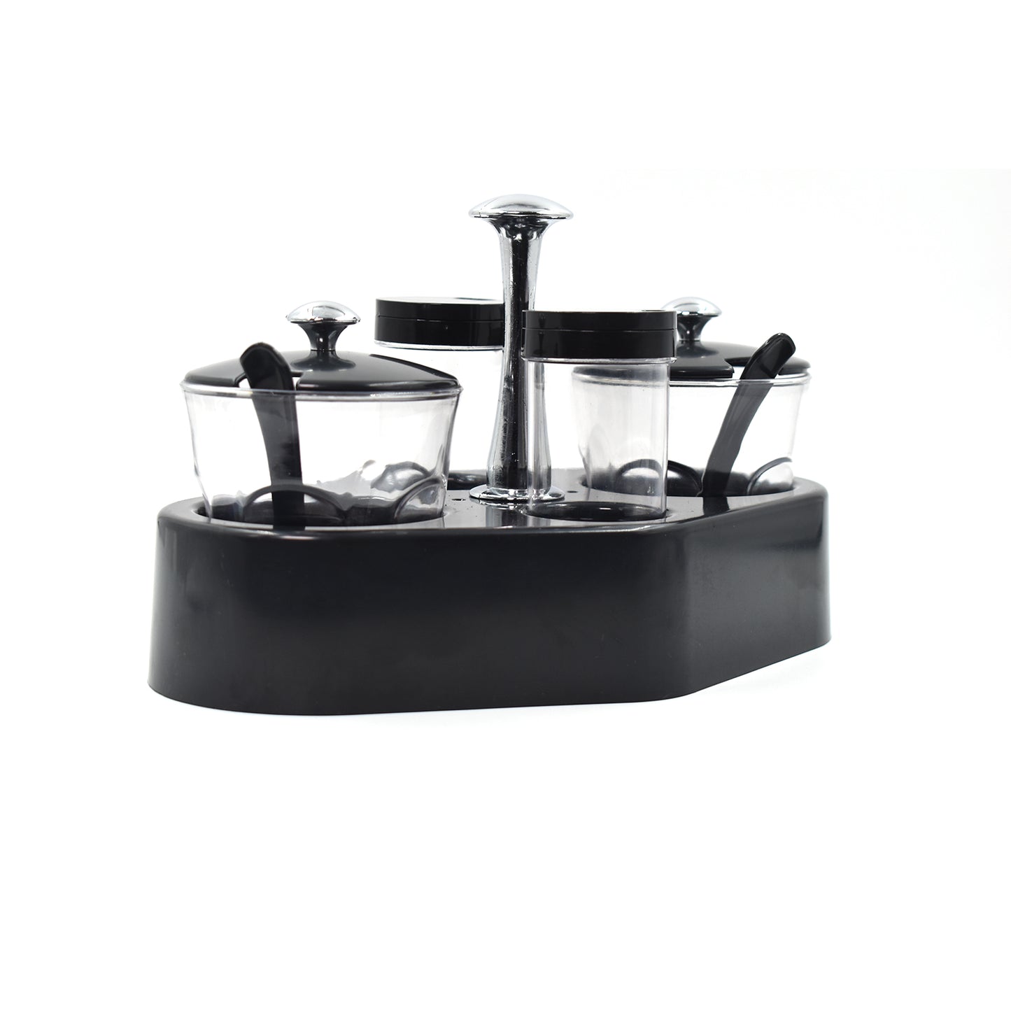Wukusy Ganesh Rendy condiment set with a transparent plastic jar for easy access to spices in kitchen.