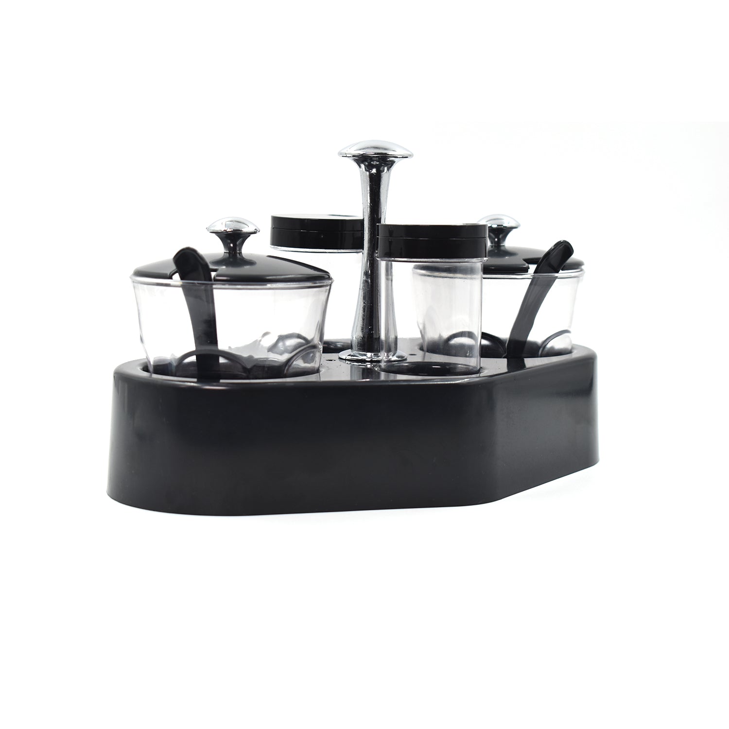 Wukusy Ganesh Rendy condiment set with a transparent plastic jar for easy access to spices in kitchen.
