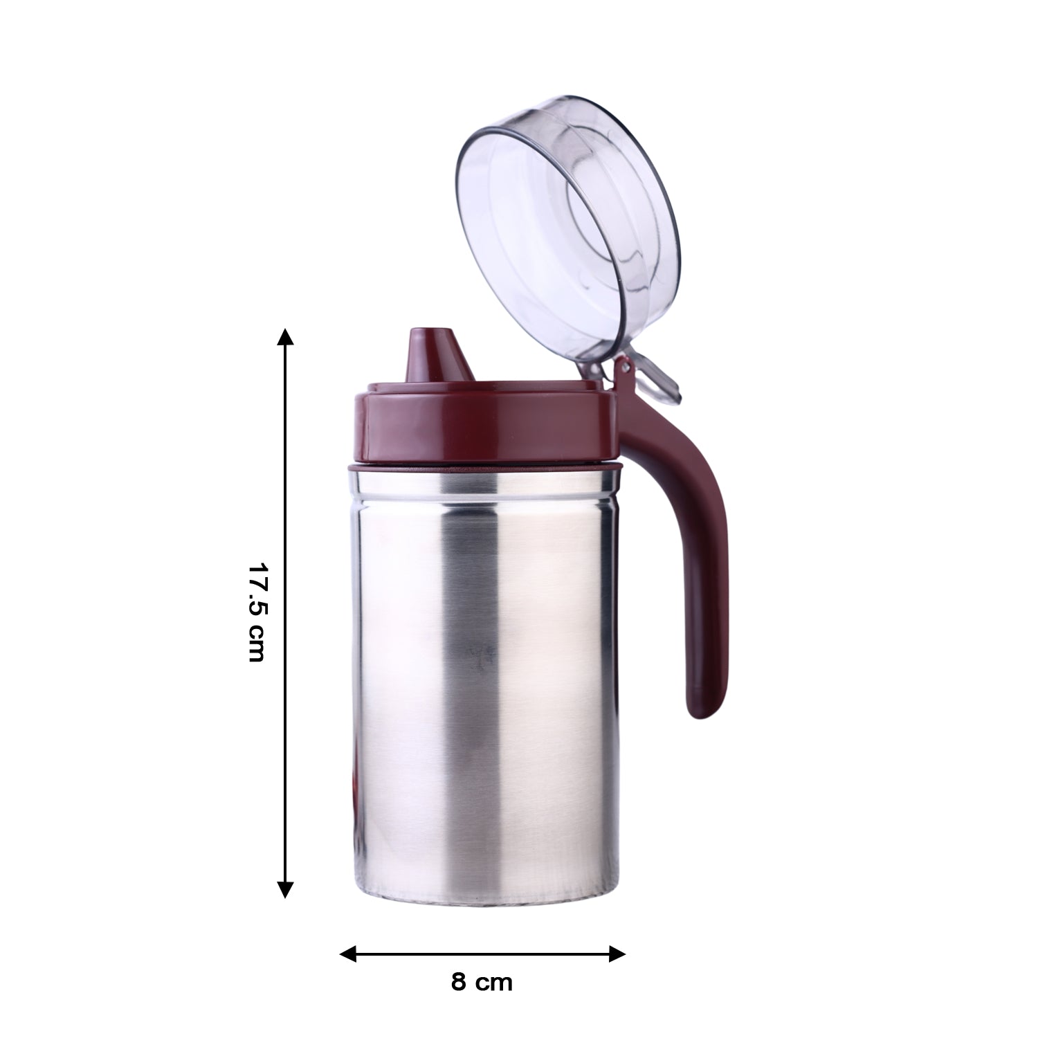 Wukusy stainless steel oil dispenser with small nozzle, 500ml capacity, ideal for kitchen use, featuring a sleek, modern design