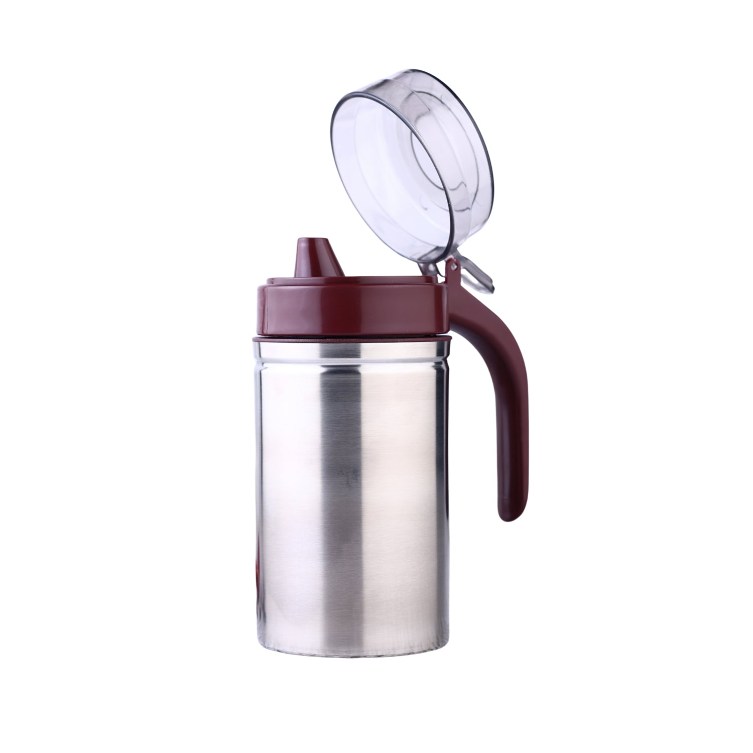 Stainless steel Wukusy oil dispenser with small nozzle, 500ml capacity, ideal for kitchen use and precise oil pouring.