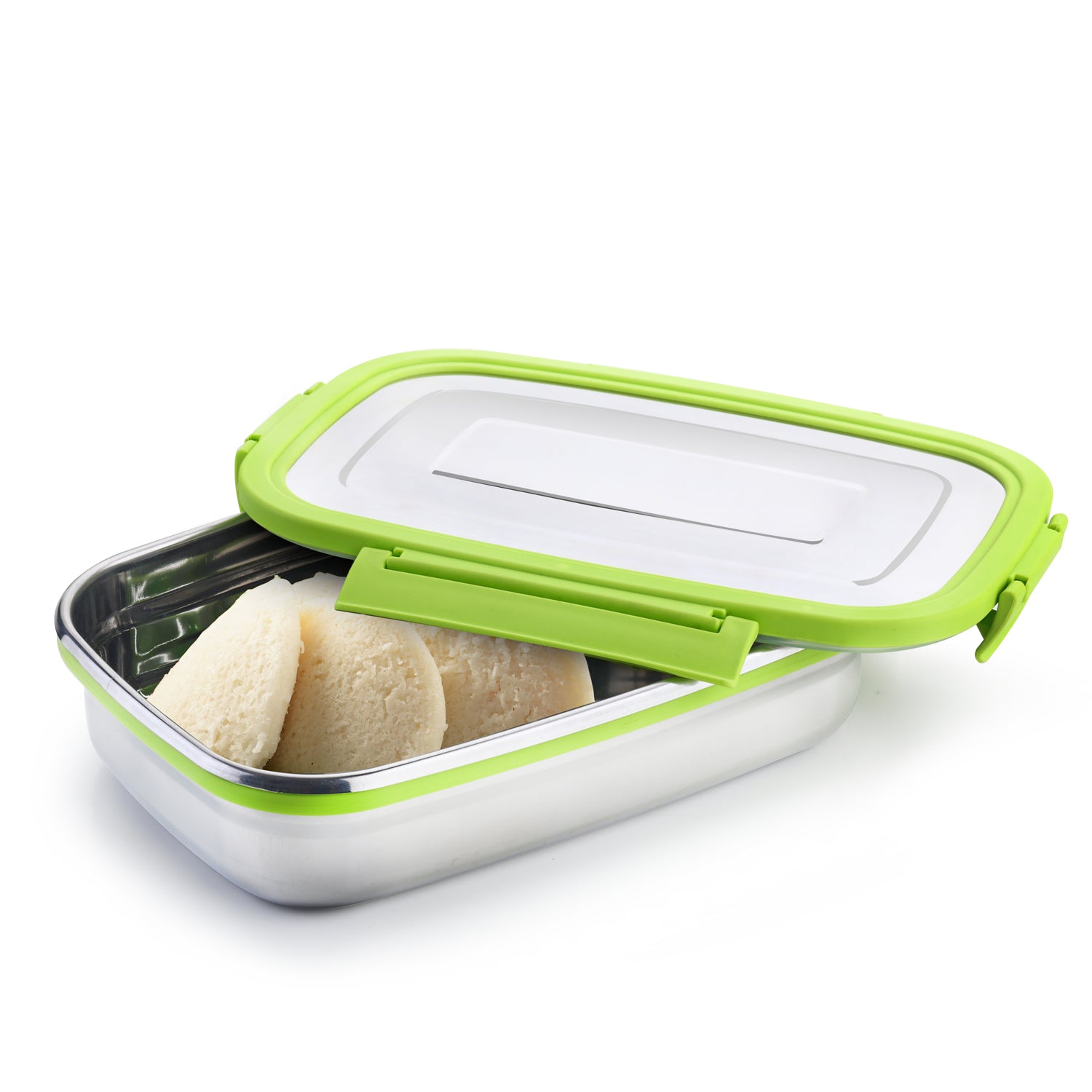 Stainless steel Wukusy lunch pack for office and school use, with a sleek design and multiple compartments for food storage.