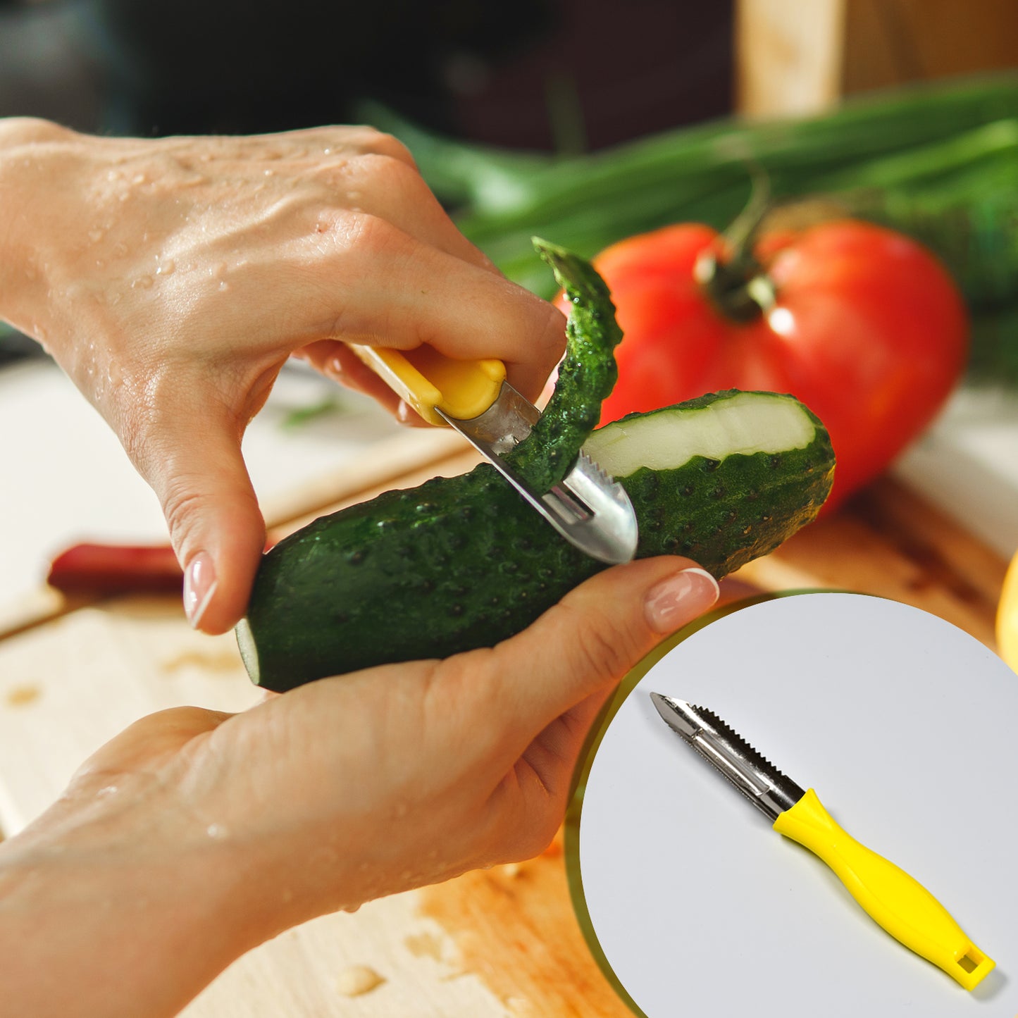 Wukusy Ganesh stainless steel classic peeler with ergonomic handle for peeling vegetables and fruits in the kitchen