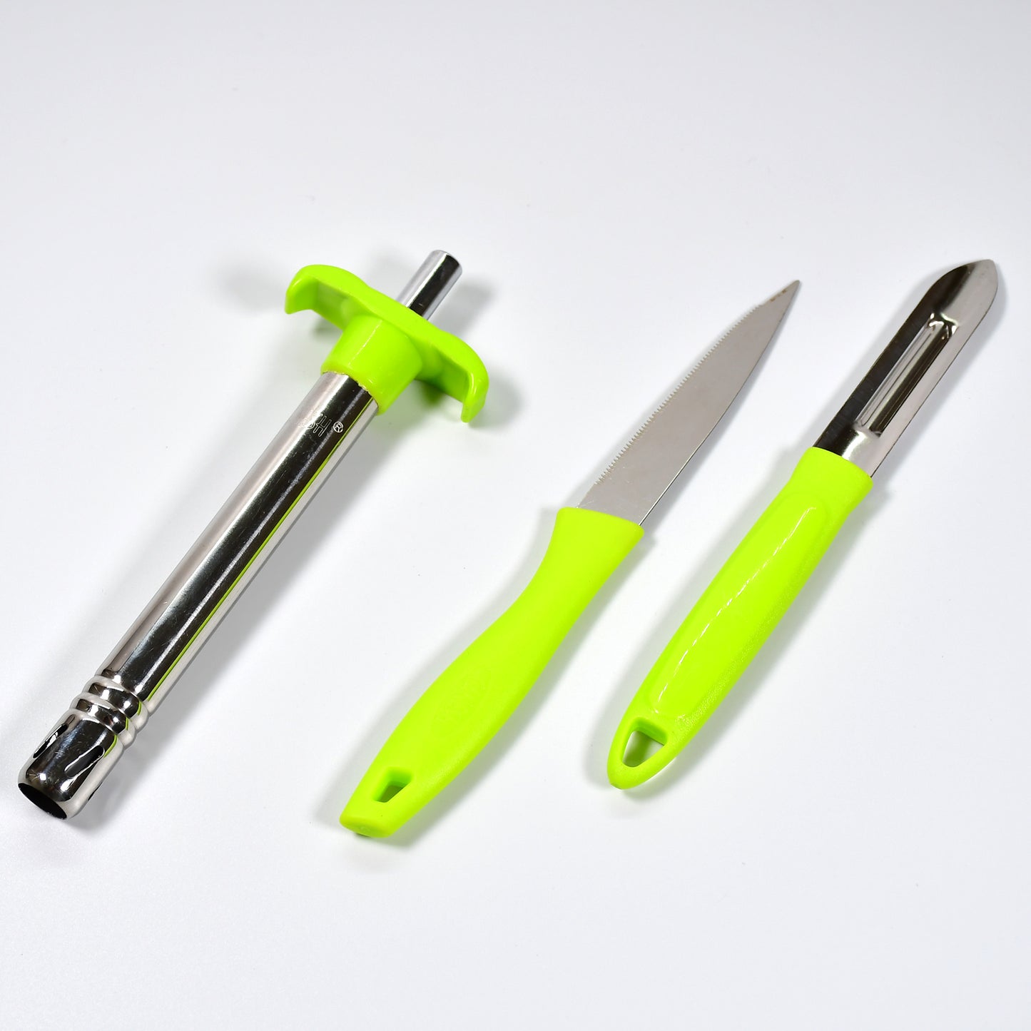 Wukusy Ganesh 3-piece lighter, knife, and peeler set for home and kitchen use, featuring a decorative Ganesh design.