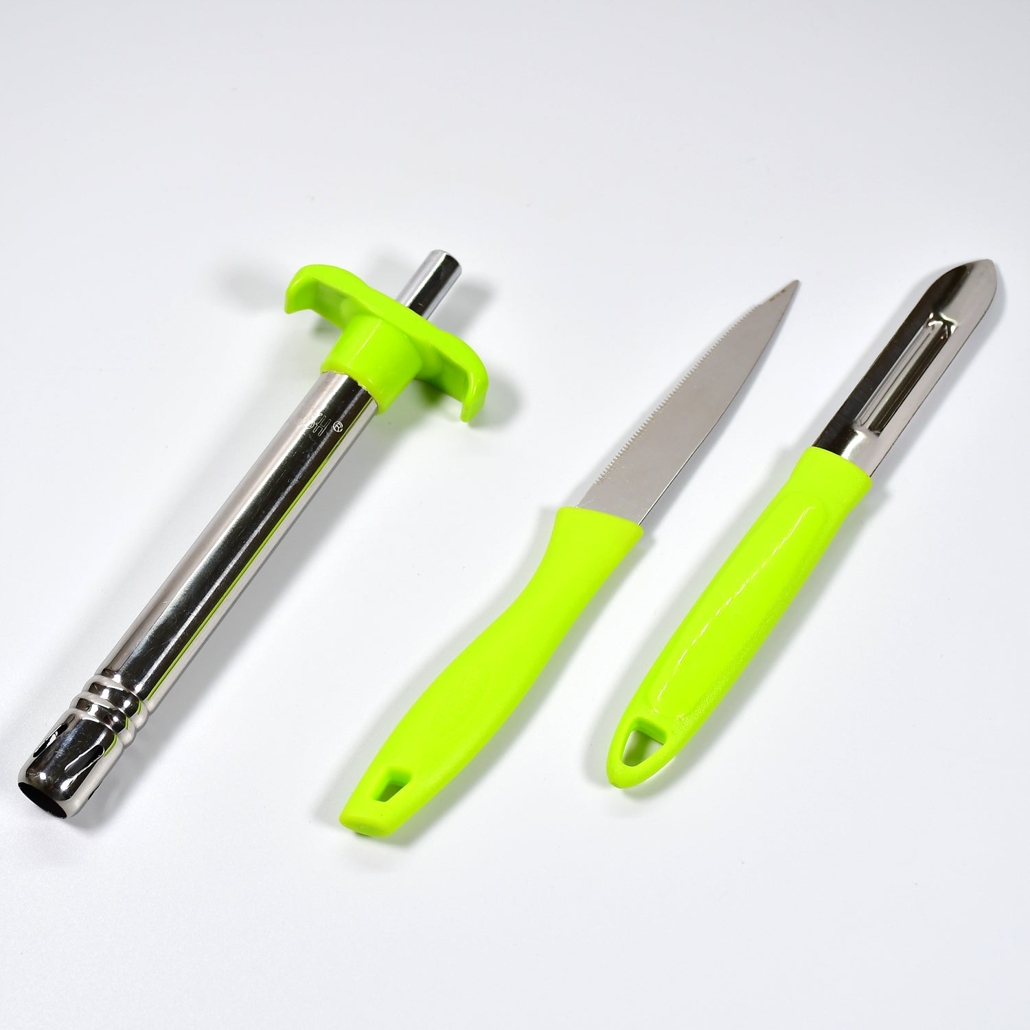 Wukusy Ganesh 3-piece lighter, knife, and peeler set for home and kitchen use, featuring a decorative Ganesh design.