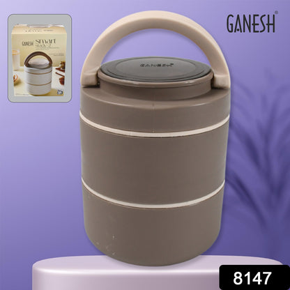 Wukusy Ganesh Smart Stack 2-layer stainless steel lunch box with airtight, leak-proof design for office, school, or picnic use.