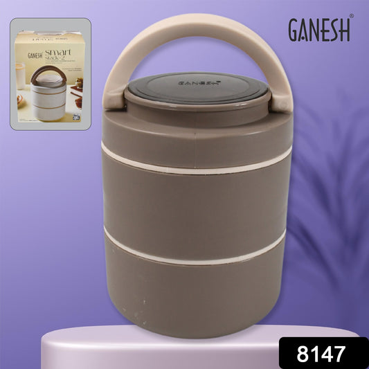 Wukusy Ganesh Smart Stack 2-layer stainless steel lunch box with airtight, leak-proof design for office, school, or picnic use.