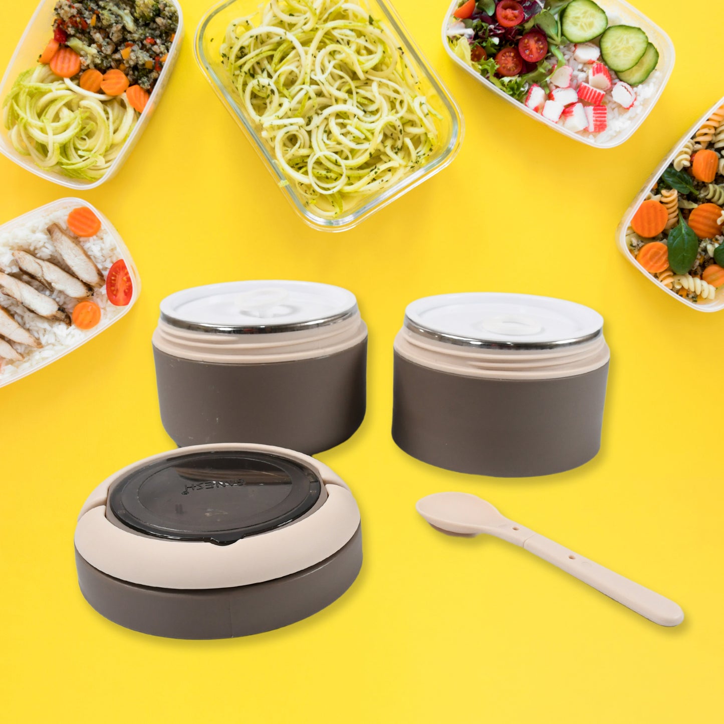 Wukusy Ganesh Smart Stack 2-layer stainless steel lunch box with airtight, leak-proof design for office, school, or picnic use.