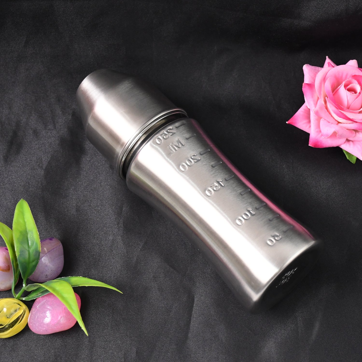 Stainless steel Ganesh baby feeding bottle by Wukusy, 250ml for newborns and toddlers up to 3 years, BFA free.