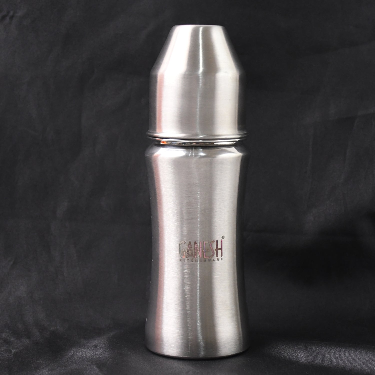 Stainless steel Ganesh baby feeding bottle by Wukusy, 250ml, suitable for infants and toddlers up to 3 years, BFA free.