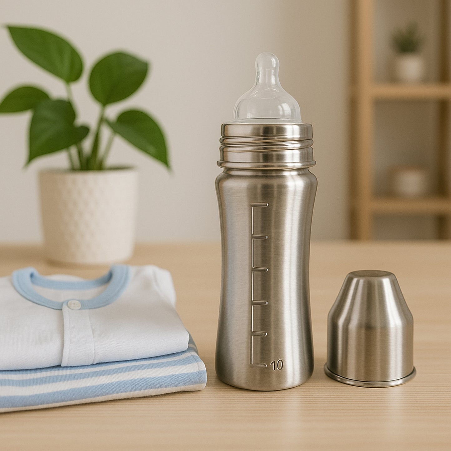 Stainless steel Ganesh baby feeding bottle by Wukusy, 250ml, suitable for newborns and toddlers up to 3 years, BFA free.