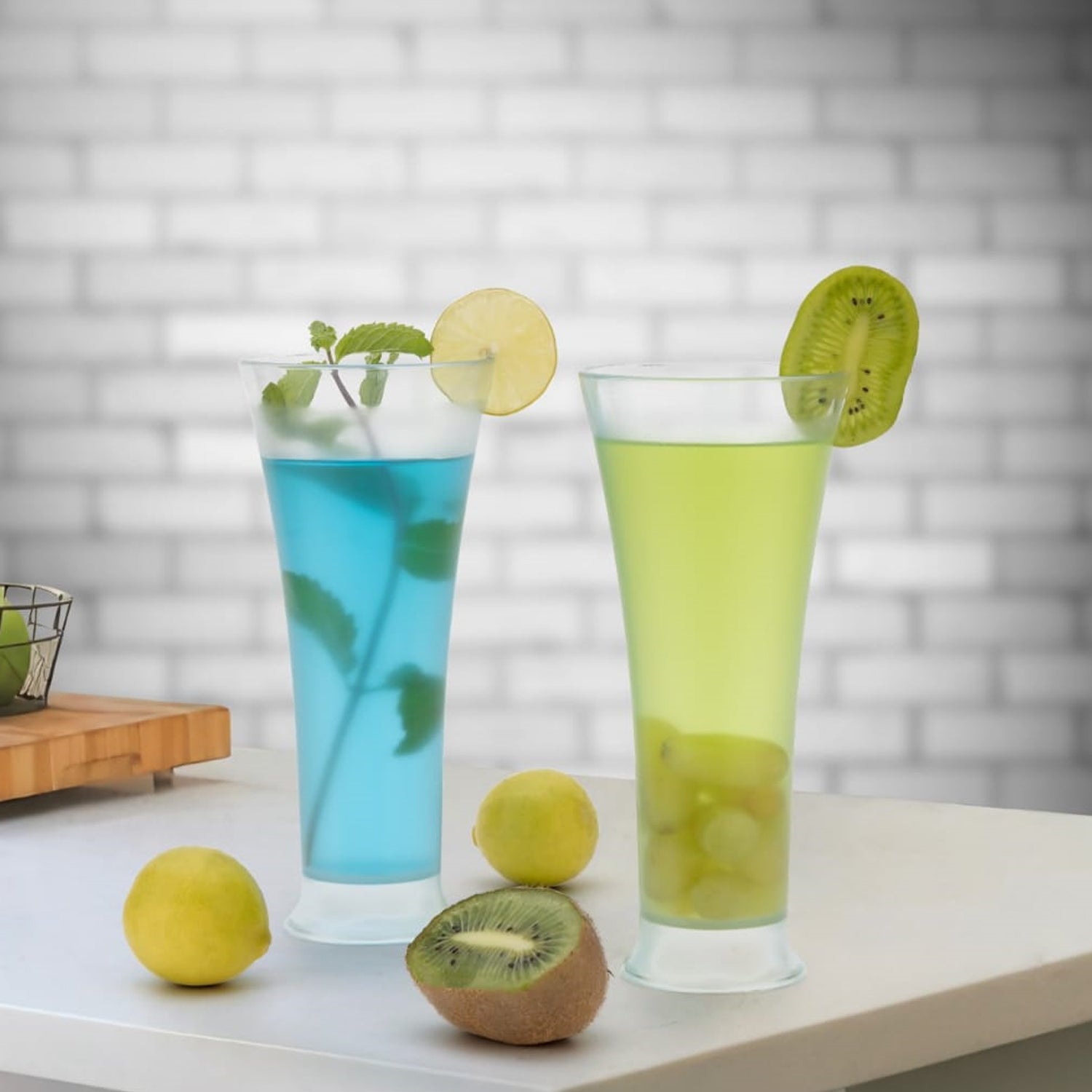Set of 6 transparent Wukusy water glasses, 300ml, stylish for Faluda ice cream, water, and juice in home and kitchen use.