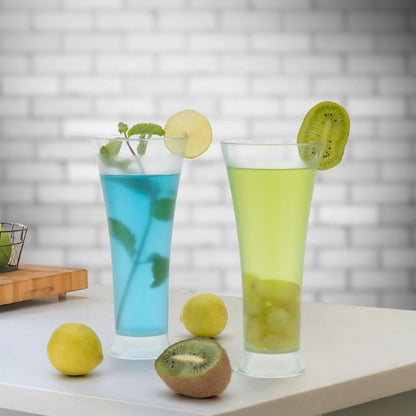 Set of 6 transparent Wukusy water glasses, 300ml, stylish for Faluda ice cream, water, and juice in home and kitchen use.