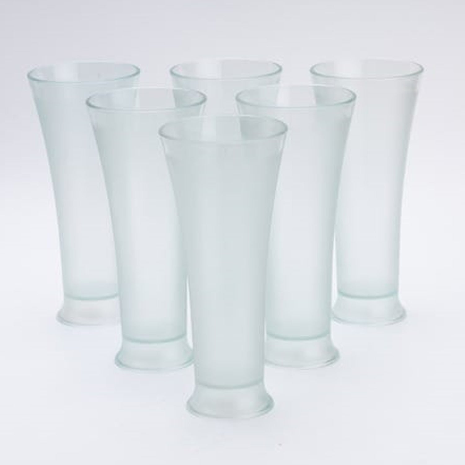 Set of 6 transparent Wukusy glasses for Faluda ice cream and water, stylish 300 ml drinking glasses for home and kitchen use.
