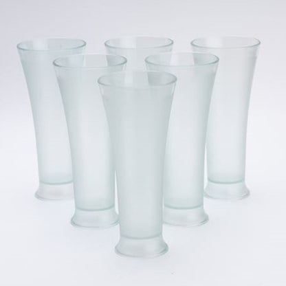 Set of 6 transparent Wukusy glasses for Faluda ice cream and water, stylish 300 ml drinking glasses for home and kitchen use.