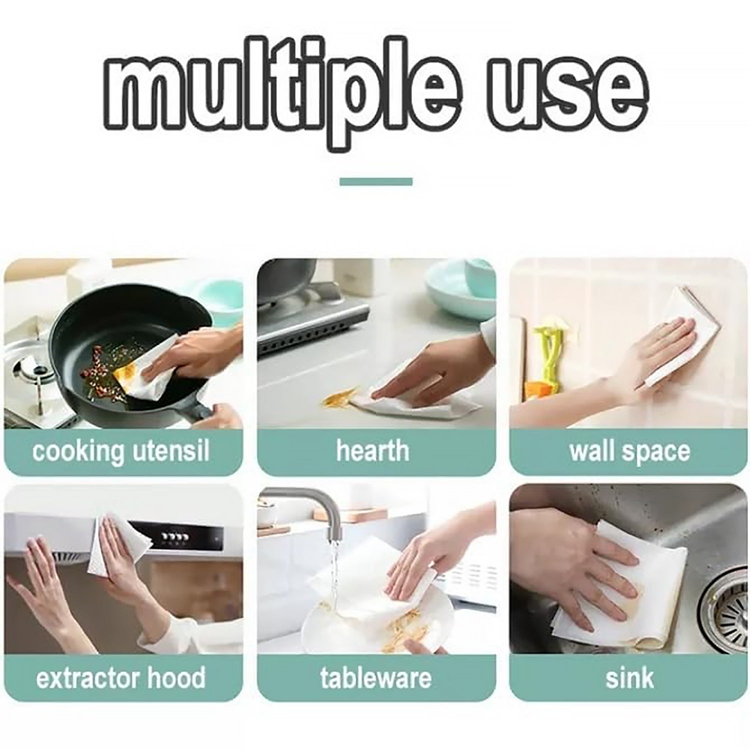 Wukusy 8220 Kitchen Cleaning Wipes, disposable wet wipes for grease, stains, and glass cleaning, pack of 80, household kitchen use.