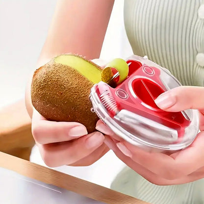 Wukusy 82583 in 1 multi-function rotary vegetable peeler, cutter, and slicer kitchen gadget with hanging design for home and kitchen use.