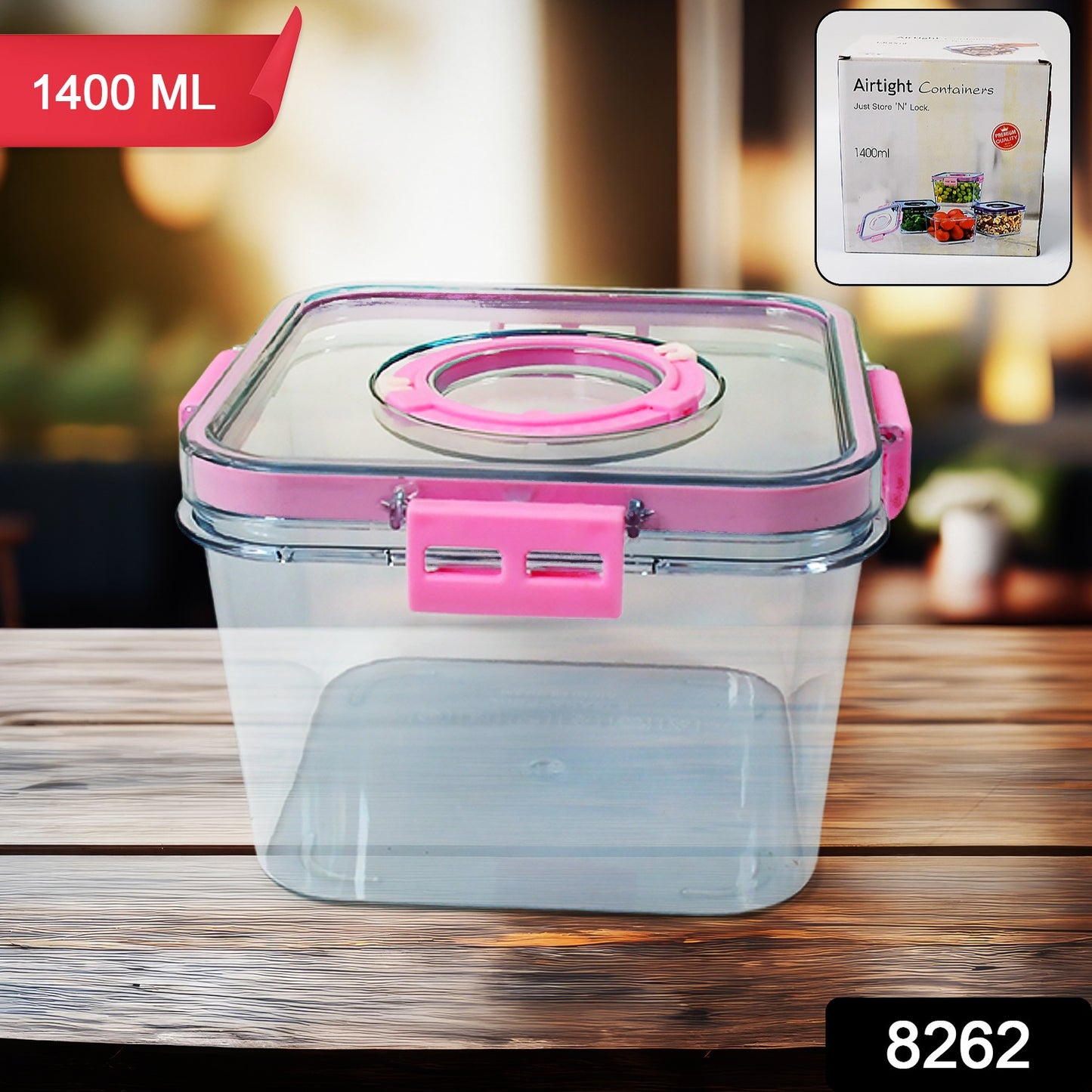 Wukusy 1400ml clear plastic food storage container with lid, washable refrigerator box for fruits and kitchen organization