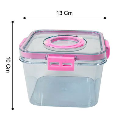 Clear Wukusy plastic food storage container with lid, 1400ml, washable, ideal for refrigerator storage of fruits and leftovers.