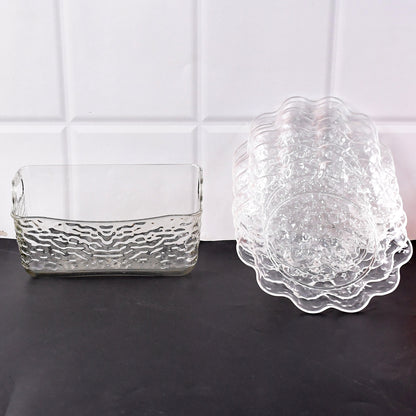 Wukusy 9-in-1 plastic bowl set with serving tray and plates, perfect for home kitchen use. Clear view of bowls and tray layout.