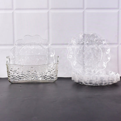 Wukusy 9-in-1 plastic bowl set with serving tray and plates for home and kitchen use, displayed on a table.