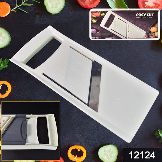 Wukusy adjustable fruit and vegetable slicer with ergonomic handle, ideal for precise home kitchen slicing of produce.