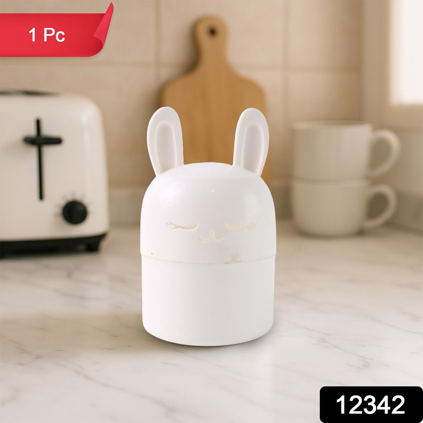 Wukusy adorable bunny-shaped multipurpose kitchen storage box for organizing kitchen items and utensils.