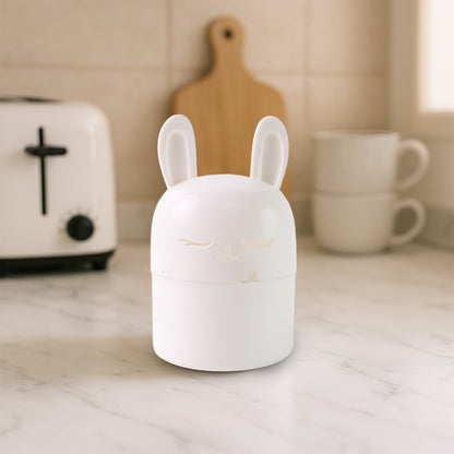 Wukusy adorable bunny-shaped kitchen storage box for organizing utensils or small items in home and kitchen spaces.