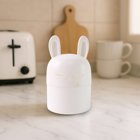 Wukusy adorable bunny-shaped kitchen storage box for organizing utensils or small items in home and kitchen spaces.