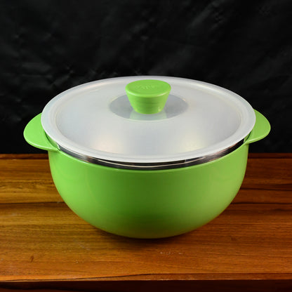 Wukusy Apex 2200ml microwave-safe plastic serving bowl with lid, ideal for kitchen and food storage, shown with lid on.