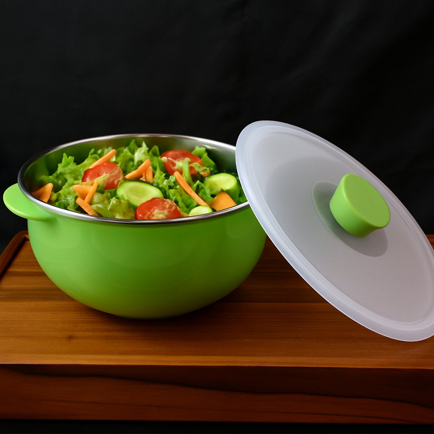 Wukusy Apex 2200ml microwave-safe plastic serving bowl with lid, ideal for kitchen food storage and serving.