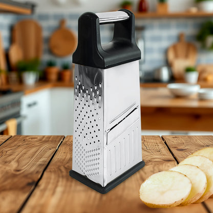 Wukusy Apex 5-in-1 stainless steel multipurpose slicer and grater for home and kitchen use, with interchangeable blades and cleaning tray.