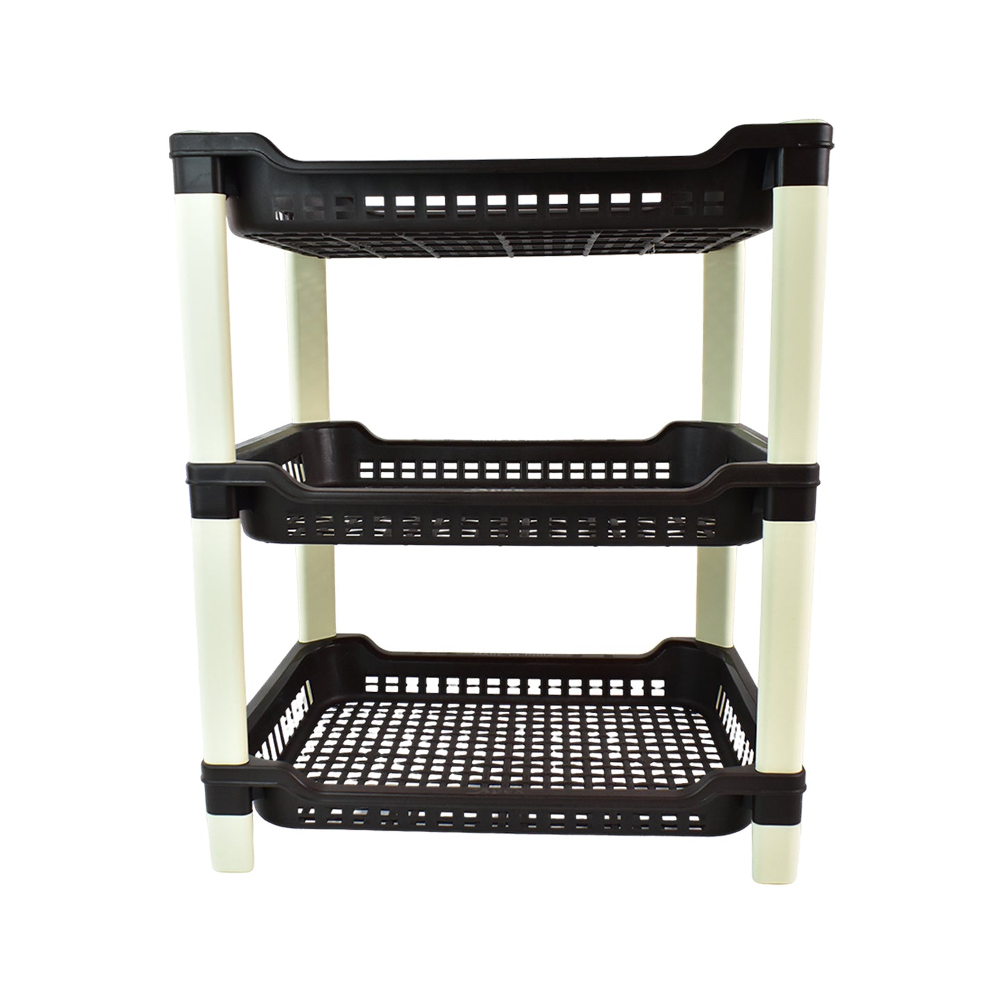 Wukusy Apex Big 3-tier plastic storage rack for home and kitchen organization, with multiple compartments for versatile use.